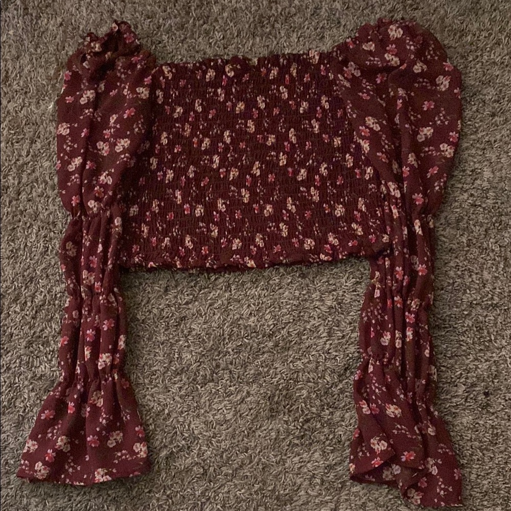 Wild Fable Red Puff Sleeve Smocked Blouse